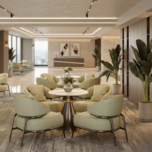 Modern Leather Negotiation Table and Chair Set