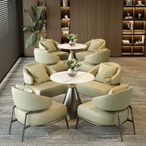 Modern Leather Negotiation Table and Chair Set with Business Casual Sofa Chair