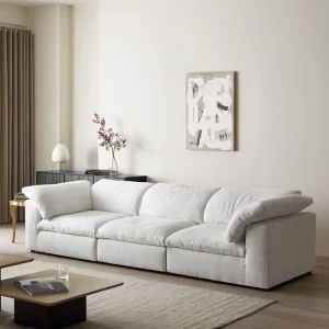 Modern Leisure Fabric Sofa for Home Living Room Furniture Tofu Block Compression and Cross Border Module Combination