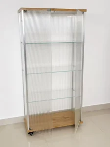 Modern Light Luxury Glass Display Cabinet with Tempered Glass Door, Adjustable Shelves, and Large Capacity