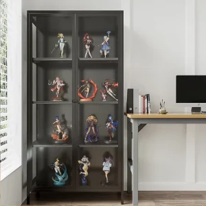 Modern Living Room Furniture Glass Display Cabinet with Metal Showcase for Bedroom Application