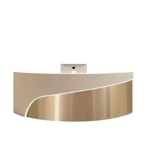 Modern Luxury Artificial White Gold Reception Desk Curved Reception Counter for Salon for High End Reception Areas