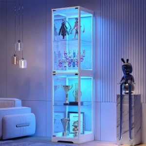 Modern Luxury Glass Display Cabinet (LED Lighted) Eco Friendly Customizable Size Living Room Showcase Storage Curio Shelf