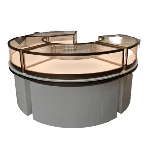 Modern Luxury Glass Display Cabinet for Jewelry Store Iron Marble Tempered Glass Metal MDF Plywood Materials for Mall Use