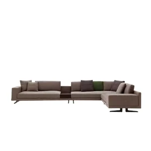 Modern Luxury Italian Modular Sofa With 8 Seats l Shape Leisure Genuine Leather With Stainless Steel Modular Sofa Set Furniture