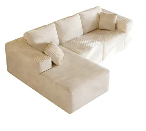 Modern Luxury Minimalist L Shape Sectional Sofa Modular Design Fabric Soft Seating Living Room Furniture for Hotel Apartment