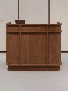 Modern MDF Reception Desk LED Light Shape for Women’s Clothing Store Cashier Counter Small Bar Payment Table