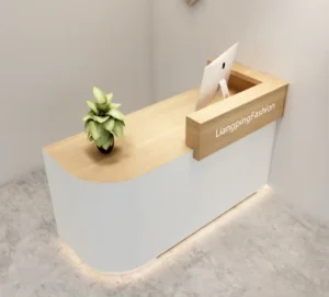 Modern MDF White Reception Desk for Hotel or Mall Customizable Size