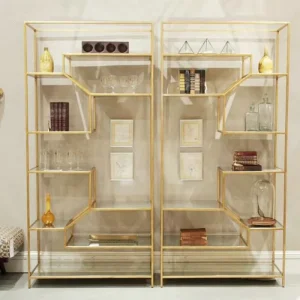 Modern Metal Decorative Display Rack and Storage Shelf for Living Room