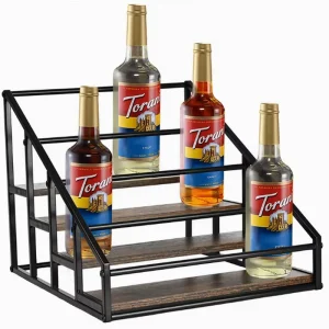 Modern Metal Frame Solid Wood Wine Rack with 10-19 Bottle Capacity