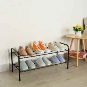 Modern Metal Portable Shoe Hanging Rack Display Shelf Detachable 2-Tier Heavy-Duty Shoe Rack for Entrance and Living Room