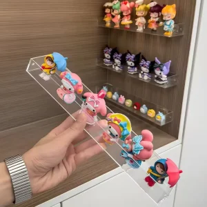 Modern Minimalist Acrylic Blind Box Storage Display Rack with Compartments, Drill-Free Wall-Mounted