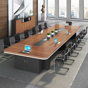 Modern Minimalist Long Conference Table with Storage Cabinet Office Desk and Chair Set Reception Negotiation Table