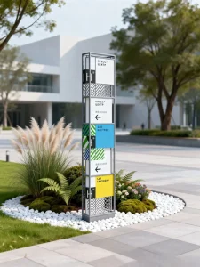 Modern Minimalist Metal Signage Stand Wayfinding Directional Display Sign Board for Shopping Mall Hotel & Outdoor Events
