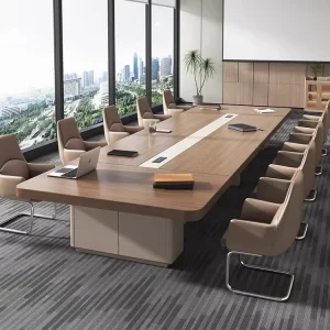 Modern Minimalist Office Conference Table and Chair Set
