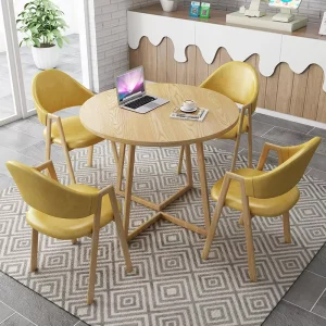 Modern Minimalist Round Reception Negotiation Table and Chair Combination for Offices, Coffee Shops, and Milk Tea Shops