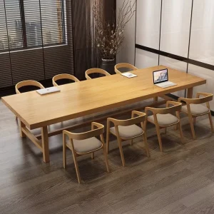 Modern Minimalist Solid Wood 3-Meter Dining and Conference Table with Chairs
