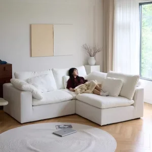 Modern Minimalist Square Fabric Modular Sectional Sofa with Sponge Filling and Vacuum Compression