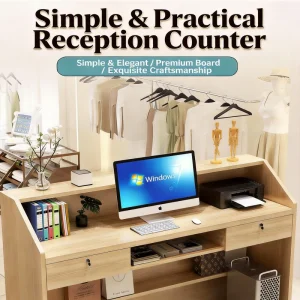 Modern Minimalist Wood Reception Desk Small Cashier Counter for Beauty Salons Supermarkets and Malls