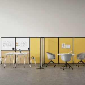 Modern Movable Partition Screens on Wheels for Office and School Use Aluminum Frame Fabric Divider with Modular Design