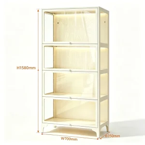 Modern Multi Layered Glass Display Cabinet with Steel Shelves for Living Room Bedroom Dining Hotel Modular Design