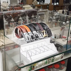 Modern New Transparent Acrylic Counter Top Display Stand Organizer for Belt Cosmetic Displays Decorative Jewelry Rack Organizer