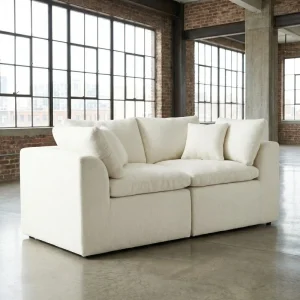Modern Nordic Fabric Upholstered Loveseat Modular Sectional Sofa for Apartment, Hotel, or Villa
