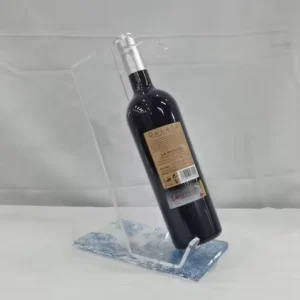 Modern Polished Acrylic Judaica Wine Holder with Custom Printing for Tabletop Display