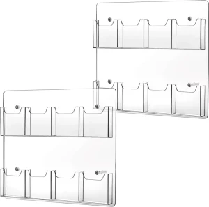 Modern Portable Acrylic Paper Brochure Pamphlet Holder Wall Mount Trifold Flyer Rack for Offices and Waiting Rooms