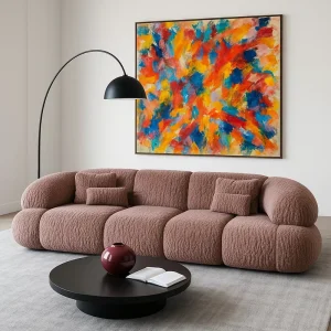 Modern Pumpkin Curved Bubble Cloud Modular Upholstered Fabric Sofa for Living Room