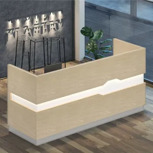 Modern Reception Counter Checkout Table Customizable Front Desk Wood Office Lobby Table Reception Counter Table