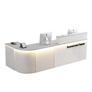 Modern Reception Counter Minimalist Office Front Desk with Storage Cabinet for Commercial Office