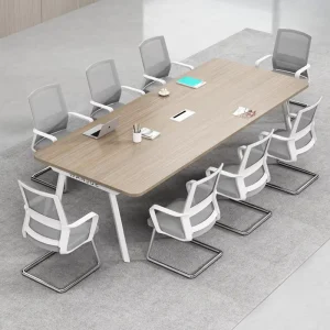 Modern Rectangular Conference and Negotiation Table and Chair Set with Commercial Reception Desk