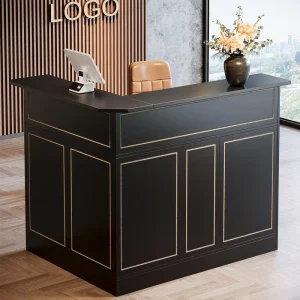 Modern Retail Reception Desk with Storage Cabinet and Easy Assembly
