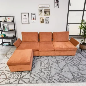 Modern Sectional Fabric Sofa Set with Modular Reclining Design