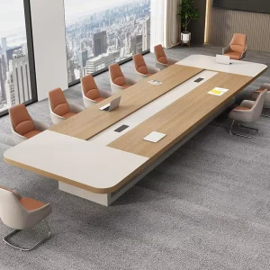 Modern Simple Large Office Conference Table with Multimedia Negotiation Chairs for Reception and Meeting Rooms