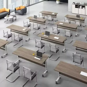 Modern Simple Luxury Wooden Conference Table Solid Wood Office Furniture Foldable for Staff Negotiation Meeting Desk