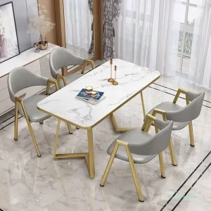 Modern Simple Metal Negotiation Table and Chair Combination, Rectangular Dining Table for Apartments and Hotels