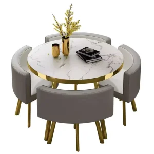 Modern Simple Round or Square Office Meeting and Reception Table with Chairs