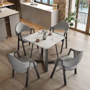 Modern Simple Square Solid Wood Dining and Negotiation Table with Chairs for Hotels, Villas, Shops, and Offices