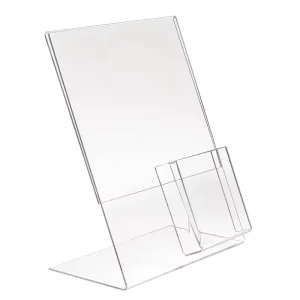 Modern Slant Acrylic Eco friendly for Sign Display Rack Brochure Holder Flyer Stand with Business Name Card Holder
