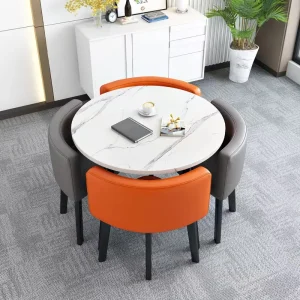 Modern Small Round Dining Table and Chair Set