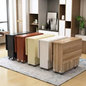 Modern Solid Wood Folding Extendable Dining Table Portable Space Saving Kitchen Dining Room Seats Storage Table