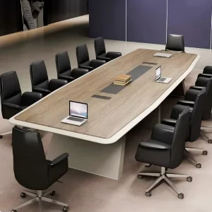 Modern Solid Wood Long Rectangular Office Negotiation Table and Chair Set for Meeting Rooms and Conference Spaces