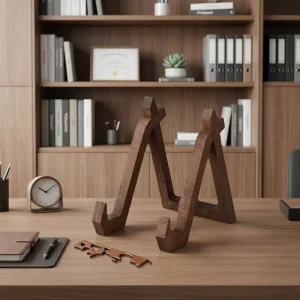 Modern Solid Wood Plate Display Stand Walnut Finished Picture Frame Holder Decorative Tabletop Easel for Art Canvas