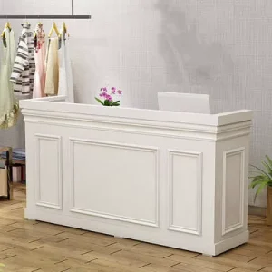 Modern Solid Wood Reception Desk and Cashier Counter for Retail Shops and Salons
