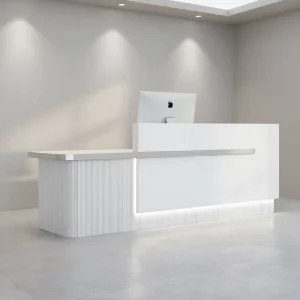 Modern Square Reception Desk with Glossy Finish for Commercial Offices