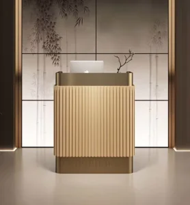 Modern Stainless Steel Reception Counter for Corporate Office