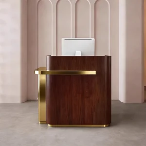 Modern Stainless Steel Wooden Reception Counters for Hotels Beauty Spa Office Use Eco Friendly Heavy Duty Customizable