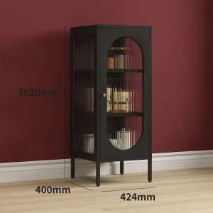Modern Steel Furniture Glass Display Cabinet with Partitions Sideboard Storage for Living Room & Bedroom for Hotels & Gyms